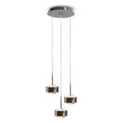 LED-Pendelleuchte Puk Maxx Drop Trio, chrom matt