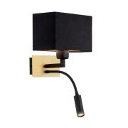 Wandlampe Harry, eckig, messing/schwarz/schwarz