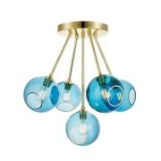 Deckenleuchte Ballroom Molecule, blau, Glas, 5-flammig