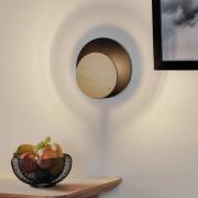 Wandlampe Circle in Schwarz mit Holz-Dekorplatte