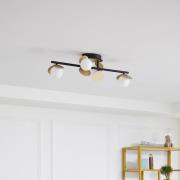 Lucande Pallo LED-Deckenlampe, linear, 4-flg., schwarz/gold