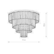 Deckenleuchte Cristal, transparent/schwarz, Ø 71cm