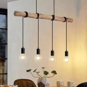 Lindby Hängeleuchte Ferris, 4-flammig, 90cm, Holz, E27