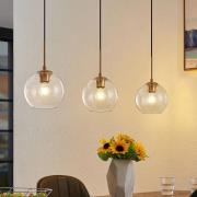 Lindby Hängelampe Grady, messing/klar, 110 cm, Metall, Glas