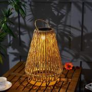 Lindby LED-Solarleuchte Amaria, Rattan, hell, Ø 27 cm