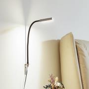 Lindby Flexola LED-Leselampe, nickel, eckig, Eisen, Stecker