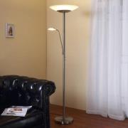 Lindby LED-Stehleuchte Ragna, Leselicht, nickel, dimmbar
