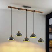 Lindby Hängelampe Durbis, 149 cm, 5-flammig, grau, Holz, E27