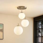 Lindby Hängeleuchte Heleska, weiß, Glas, 3-flg., Ø 47cm
