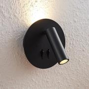 Lucande LED-Wandleuchte Magya, schwarz, Ø 14 cm, verstellbar