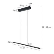 LED-Hängelampe Bande, up/down, schwarz, 120 cm, CCT, Dimmer