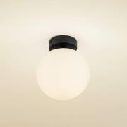 Lucande Deckenlampe Bidolo, schwarz, Glas, Ø 15 cm, IP44