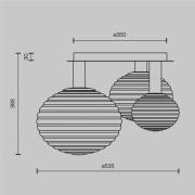 Maytoni Deckenleuchte Reels, 3-flg., schwarz / rauch, Glas