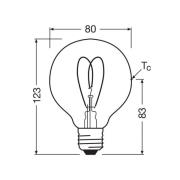 OSRAM LED Vintage G80 E27 8W 922 Heart Filament gold dim