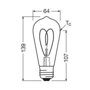 OSRAM LED Vintage ST64 E27 7,2W 927 Heart Filament klar dim