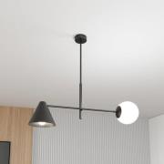 Deckenlampe Hermes, 2-flammig, schwarz, Glas, 70 cm, E14