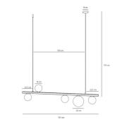 Hängeleuchte Garda 5, Balken, Metall, Glas, schwarz, 5-fl.