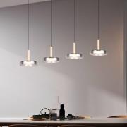 LED-Hängelampe Celeste chrom/holz 115 cm 4-flg. Glas dimmbar
