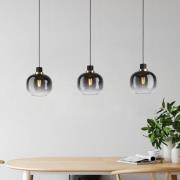 Hängelampe Oilella, schwarz-grau, Länge 95 cm, Glas, 3-flg.