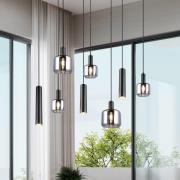 Hängelampe Mataro, chrom/schwarz, 118 cm, 8-flg. Glas/Metall