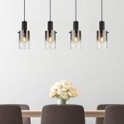 Hängelampe Florentina, Länge 103 cm, rauchgrau, Glas, 4-flg.