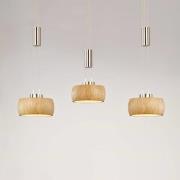 LED-Hängelampe Shine-Wood, Eiche/nickel, Länge 100 cm 3-flg.