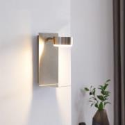 Lindby Wandlampe Kaylou, nickelfarben, USB, Ablage, Alu