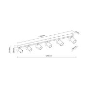 Deckenstrahler Top, weiß, 127 cm, 6-flg., Metall, GU10