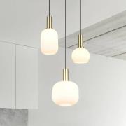Pendelleuchte Diva, 3-fl., messingfarben, opal, Glas, Metall