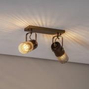 Deckenlampe Albrecht antikgold Länge 32 cm Metall/Holz 2flg.