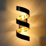 LED-Wandleuchte Helix, schwarz-gold, 26 cm