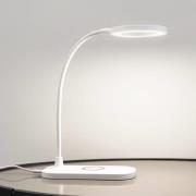 Lindby LED-Tischlampe Siona, weiß, CCT, dimmbar, Ladestation