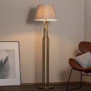 Stehlampe Lazar, grau/gold antik, Höhe 164 cm, Textil/Metall