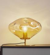 Lindby Tischleuchte Lelia, amber, Glas, Metall, Ø 35 cm