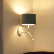 Wandleuchte Roller, Cord mint, weiß, mit Leselicht