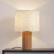 Lindby Tischleuchte Kimiko, Höhe 38 cm, Holz, Textil