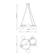 Wohnzimmerlampe Libra, rauchgrau/schwarz, Ø 70 cm, 5-flg.