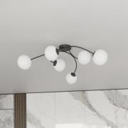 Deckenlampe Vibra, opal/schwarz, Länge 97 cm, Glas, 6-flg.