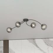Deckenlampe Vibra, rauchgrau/schwarz, Länge 110 cm, 4-flg.