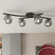 Deckenlampe Opus, Länge 84 cm, rauchgrau/schwarz, 4-flg.