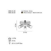 Deckenstrahler Oktano, chromfarben, Ø 35 cm, 3-flg., Metall