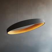 Lucande LED-Hängeleuchte Daelor,schwarz, Alu/Holz,CCT, Ø70cm