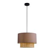 Hängelampe Rika, Ø 34 cm, grau/naturfarben, Stoff/Rattan