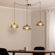 Hängelampe Origo, rauchfarben, dezentral, Glas, 3-flg.