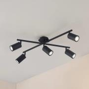 Lindby Deckenleuchte Joffrey, 78 cm, schwarz, 5-flg., GU10