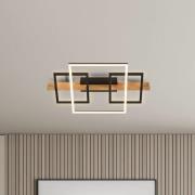 LED-Deckenleuchte Cadre, 3000K, 55cm, schwarz, Holz
