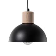 Pendellampe Seco, Ø 18 cm, schwarz, Metall/Holz