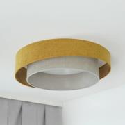 LED-Deckenleuchte Luneta S, Chenille, senfgelb/grau, 3-step