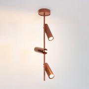Deckenspot Leda 3, ziegelrot, 3-flammig, Stahl, Höhe 76 cm
