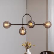 Hängelampe Portemo, rauchgrau/nickel, 109x30 cm, 4-flg. Glas